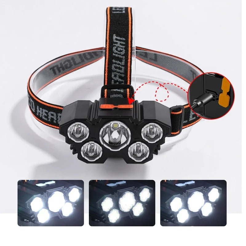 Lampe Frontale 5 LED Rechargeable usb