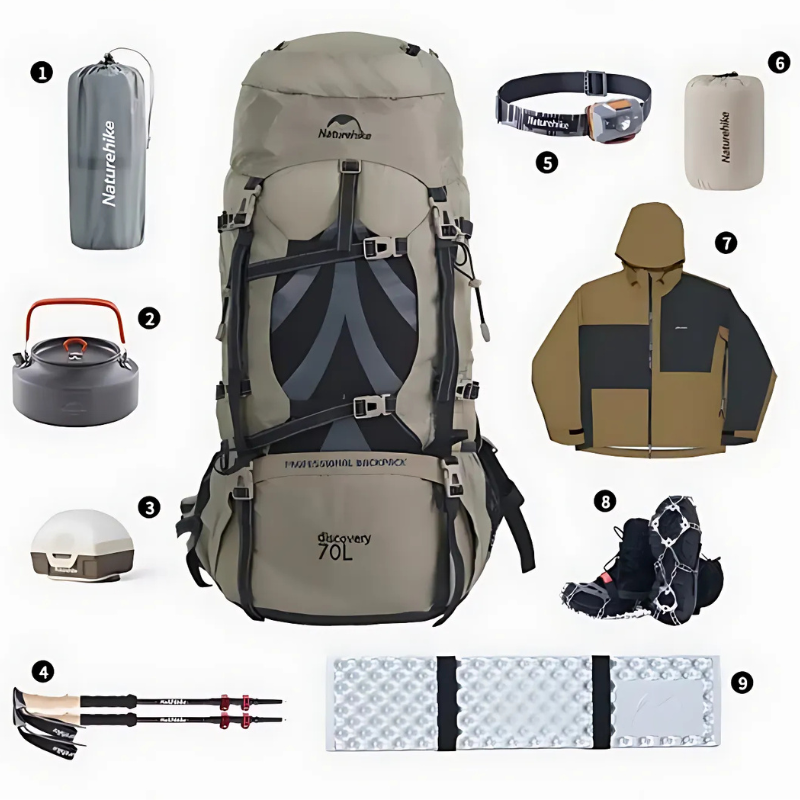 Sac à Dos Trekking 70L équipements
