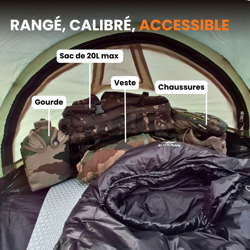 Tente sarcophage 1 place rangement des affaires
