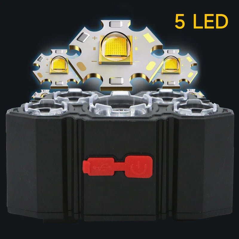 Lampe Frontale 5 LED Rechargeable materiaux