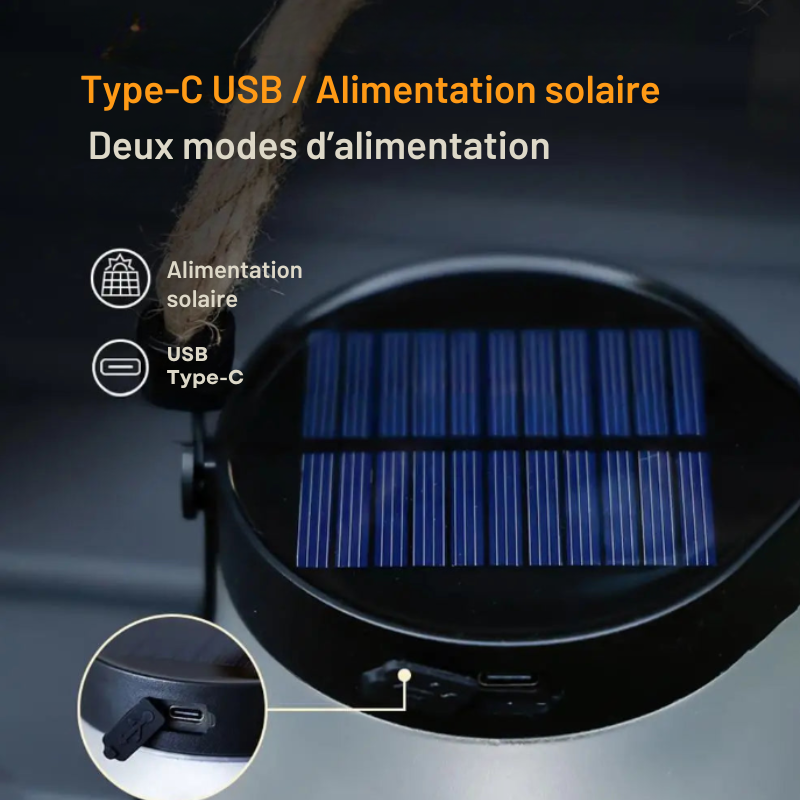 Lanterne Solaire Flamme LED panneaux