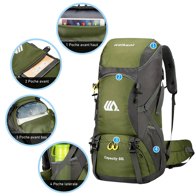 Sac à Dos Trekking 50L poches